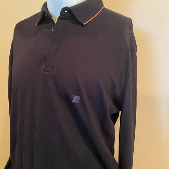 Express Men’s Black with Brown Tipped Collared Polo Pullover Shirt NWT - Picture 2 of 5